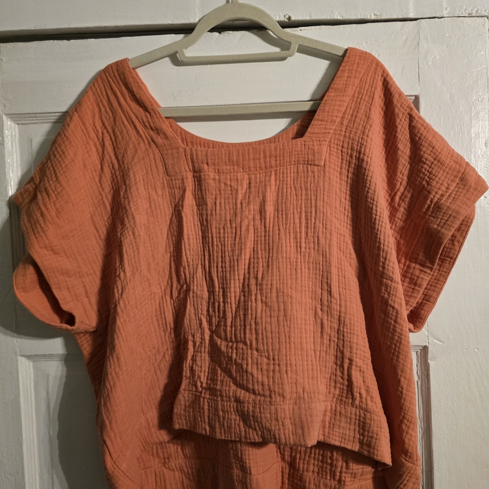 Madewell Coral Cotton Gauze Tunic - Picture 3 of 3